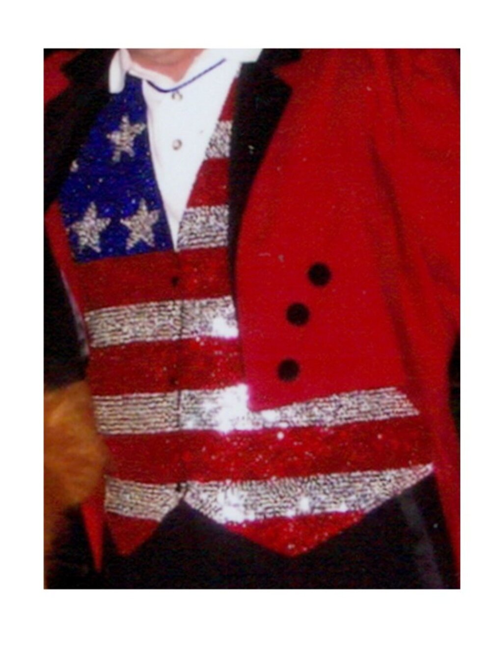 Men's Red, White and Blue Flag Sequins Vest Size L